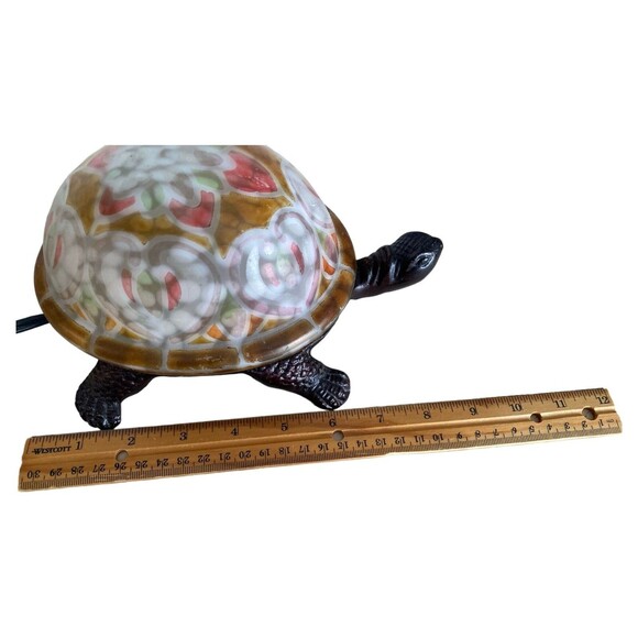 Vintage Turtle Lamp Tiffany Style Stained Glass Accent Night Light - Picture 4 of 9